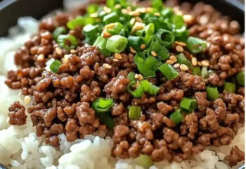 Korean Ground Beef with White Rice and Broccoli