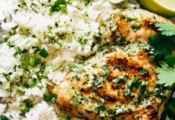 Cilantro Lime Chicken with Cilantro Lime Rice and Asparagus