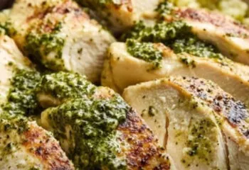 Pesto Chicken with Roasted Red Potatoes and Vegetable Medley