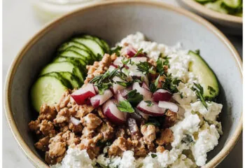 Greek Ground Chicken Rice Bowl with Greek Salsa Greek Ground Chicken Rice Bowl with Greek Salsa