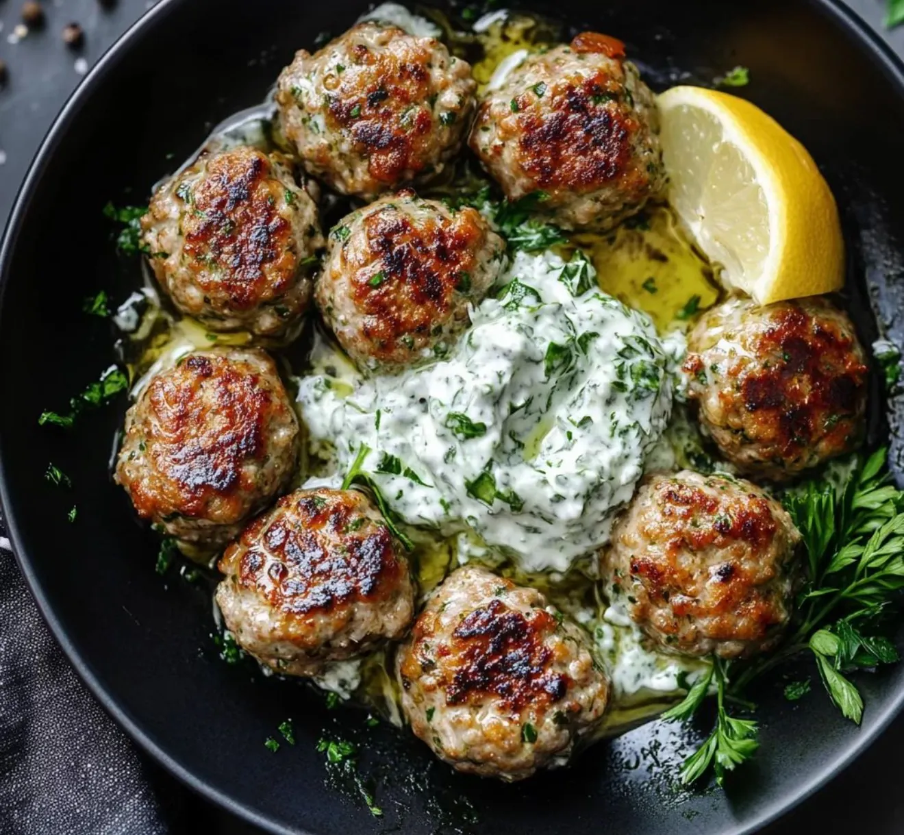 Ground Beef Greek Meatball With Basmati Rice,Zucchini and Tzatziki Sauce