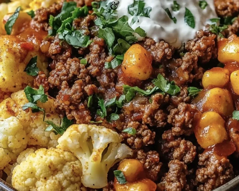 Chile Ground Beef with Cauliflower Rice