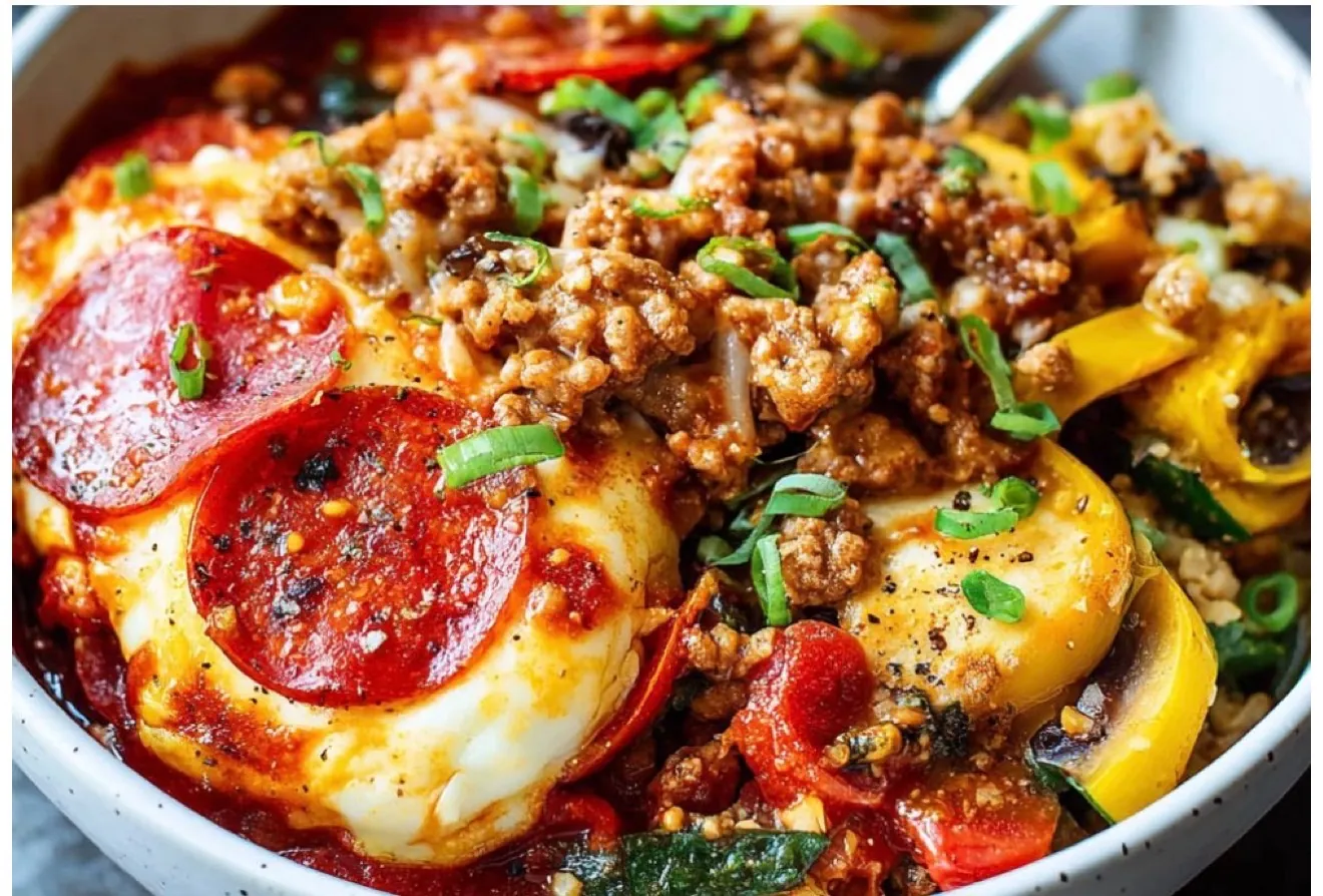 Protein Pizza Bowl with Ground Turkey